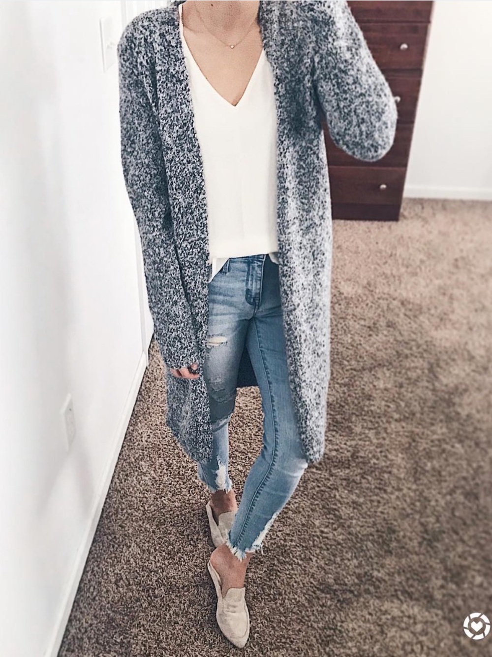 J.Crew Cozy Open-Front Gray Knit Cardigan Sweater
